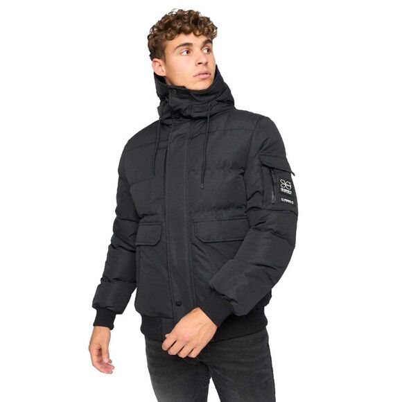 Crosshatch Mens Milwaka Faux Fur Lined Jacket / Black